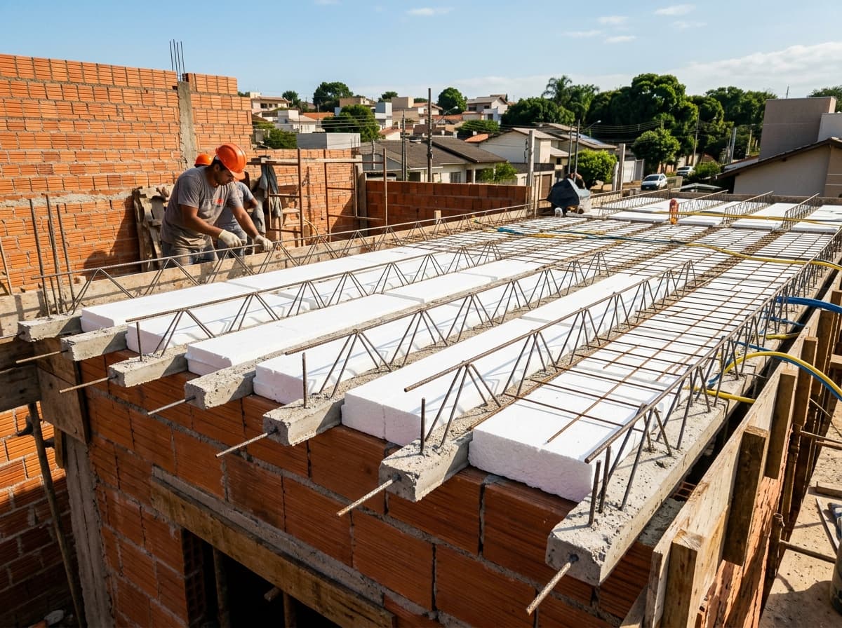 Montagem de laje treliçada residencial Grupo Salvatta